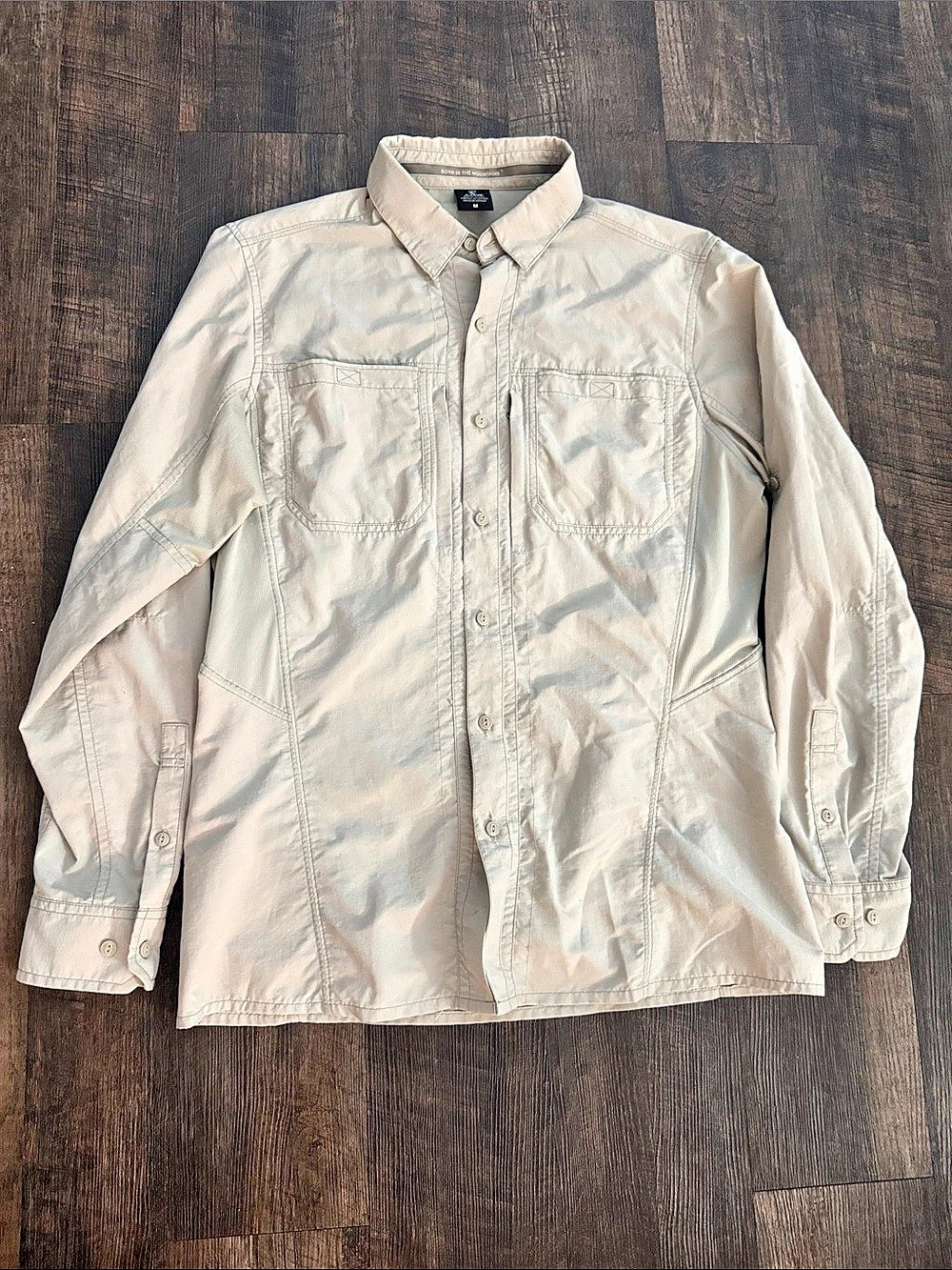KÜHL Airspeed Shirt Men's M Khaki Nylon Long Sleeve Vented Hiking Travel